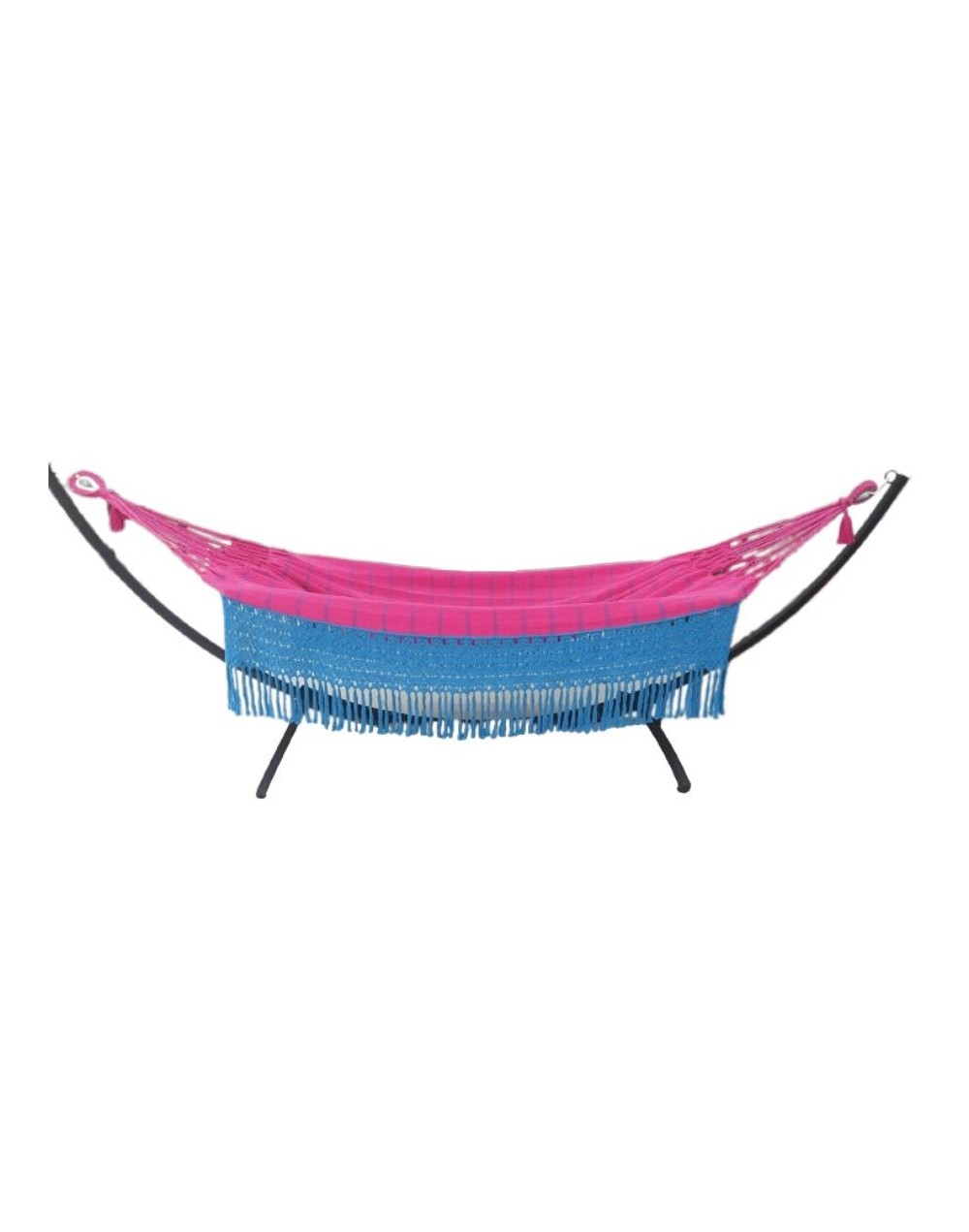 Hamaca con terminados en macramé recto