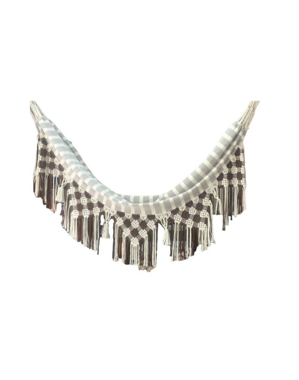 Hamaca con terminados en macramé personalizables.