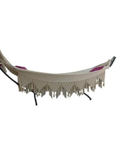 Hamaca con terminados en macramé personalizables.