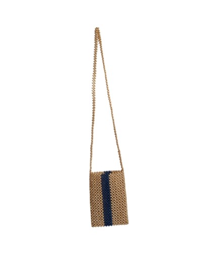 Bolso portacelular de cuentas de madera