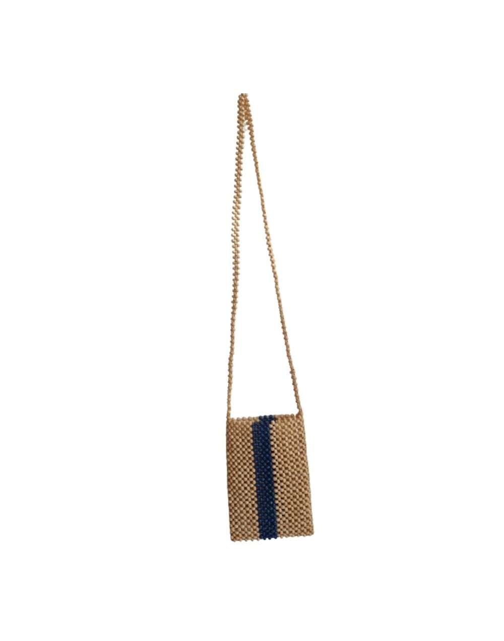 Bolso portacelular de cuentas de madera