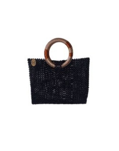 Bolso de cuentas de madera color negro