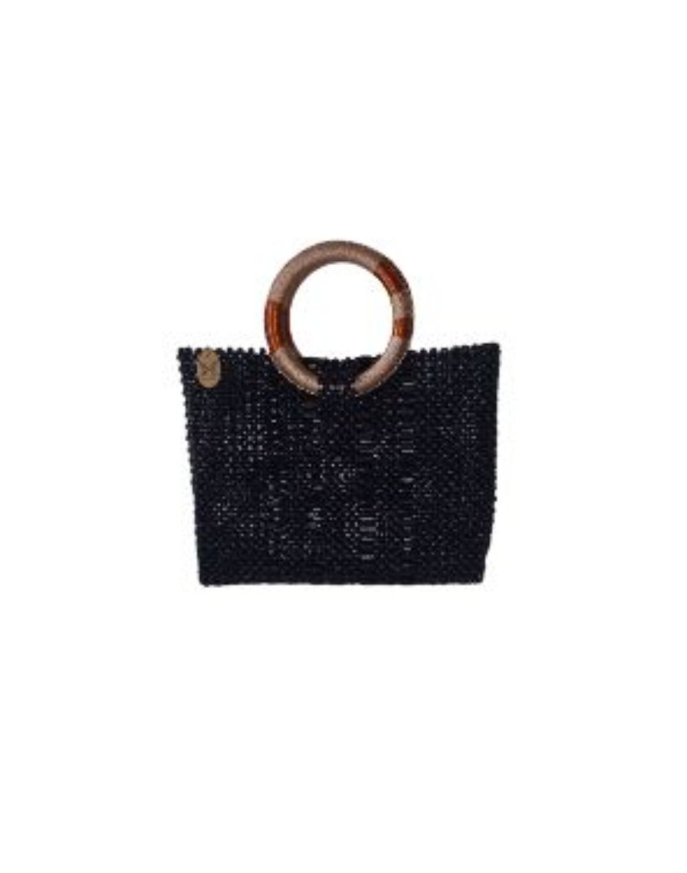 Bolso de cuentas de madera color negro