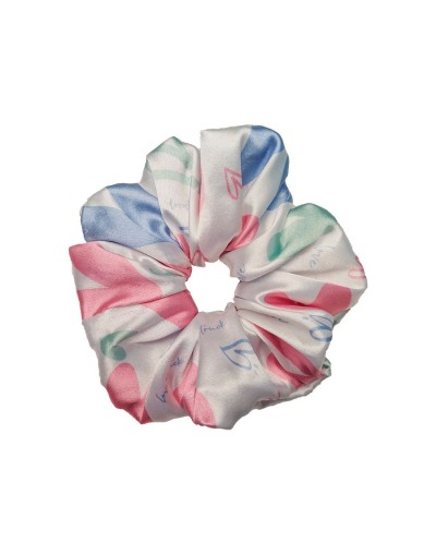 Bamba scrunchie para el cabello blanco corazones