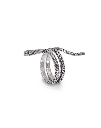 Anillo serpiente textura envejecido plata 925 quezttema