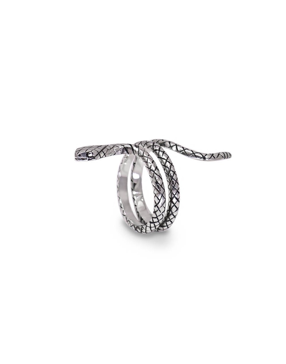 Anillo serpiente textura envejecido plata 925 quezttema