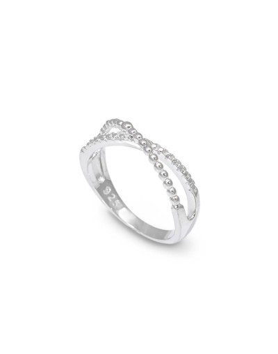Anillo cruzado granulado plata 925 quezttema