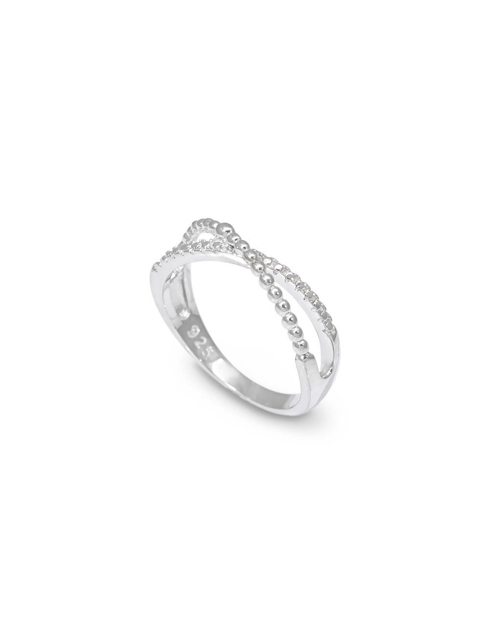 Anillo cruzado granulado plata 925 quezttema