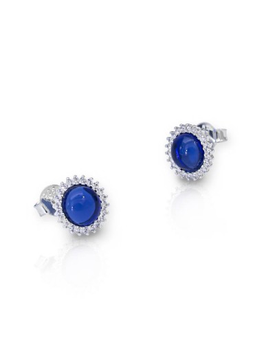 Aretes marqueza cabuchon azul plata925