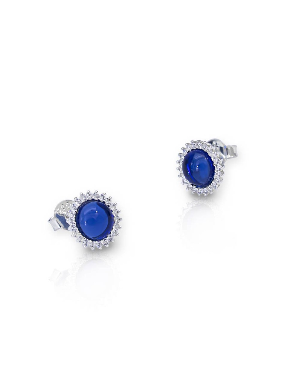 Aretes marqueza cabuchon azul plata925