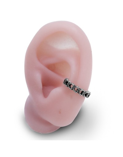 Arete earcuff corazones envejecido plata 925 ajustable