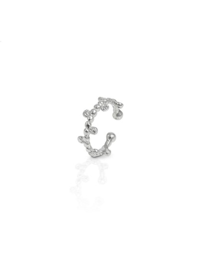 Arete earcuff flores y granulado plata 925 ajustable