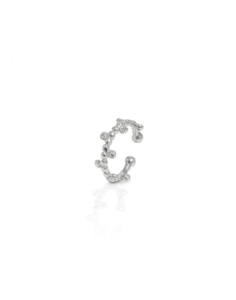 Arete earcuff flores y granulado plata 925 ajustable