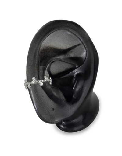 Arete earcuff flores y granulado plata 925 ajustable