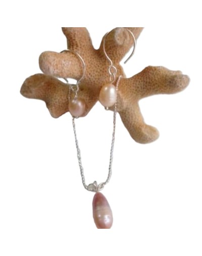 Aretes en plata y perlas