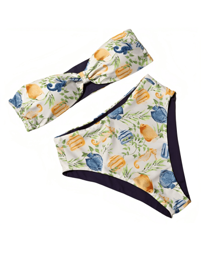 Bikini doble faz straples tiro alto de peces