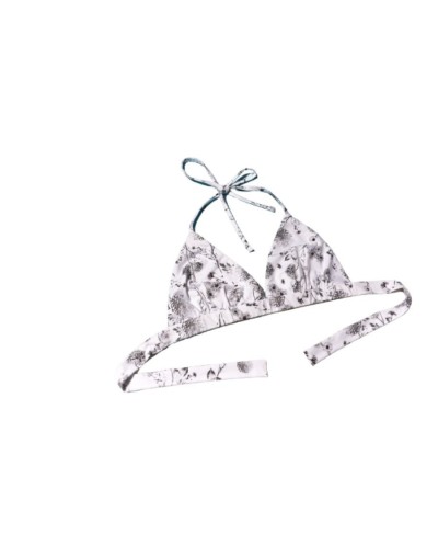 Bikini doble faz chia tiro alto negro y blanco flora