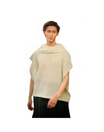 Poncho tejido en cañamo y algodón orgánico unisex