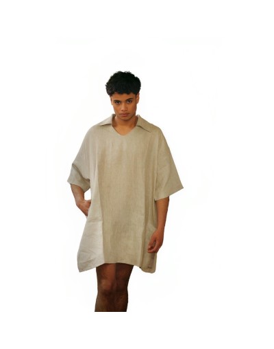 Camison en cañamo color natural unisex con bolsillos