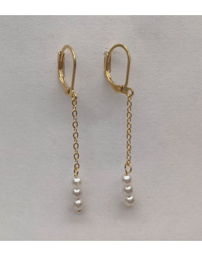 ARETE GANCHO CATALÁN 3 PERLITAS EN CADENA