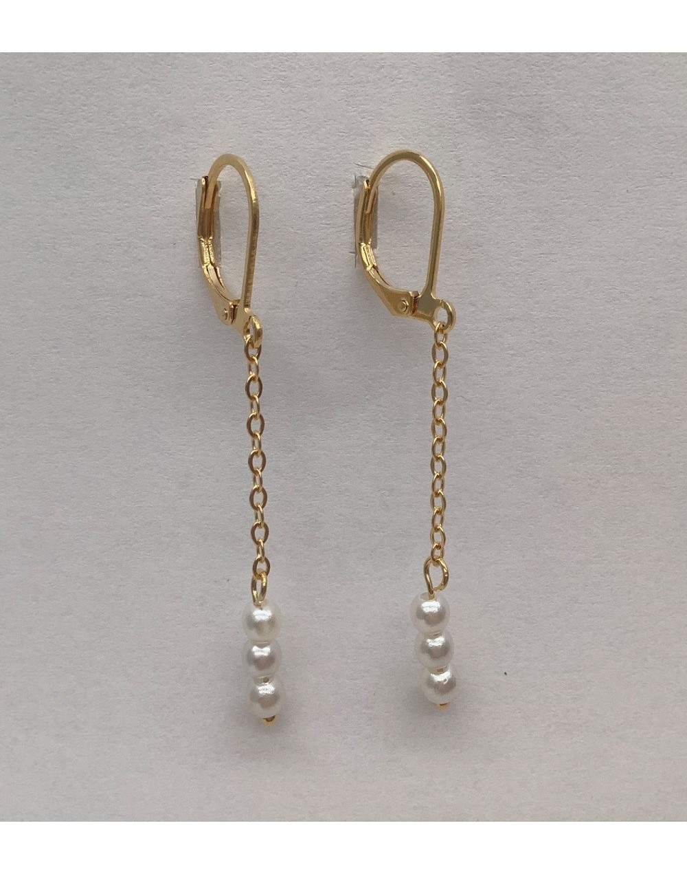 ARETE GANCHO CATALÁN 3 PERLITAS EN CADENA