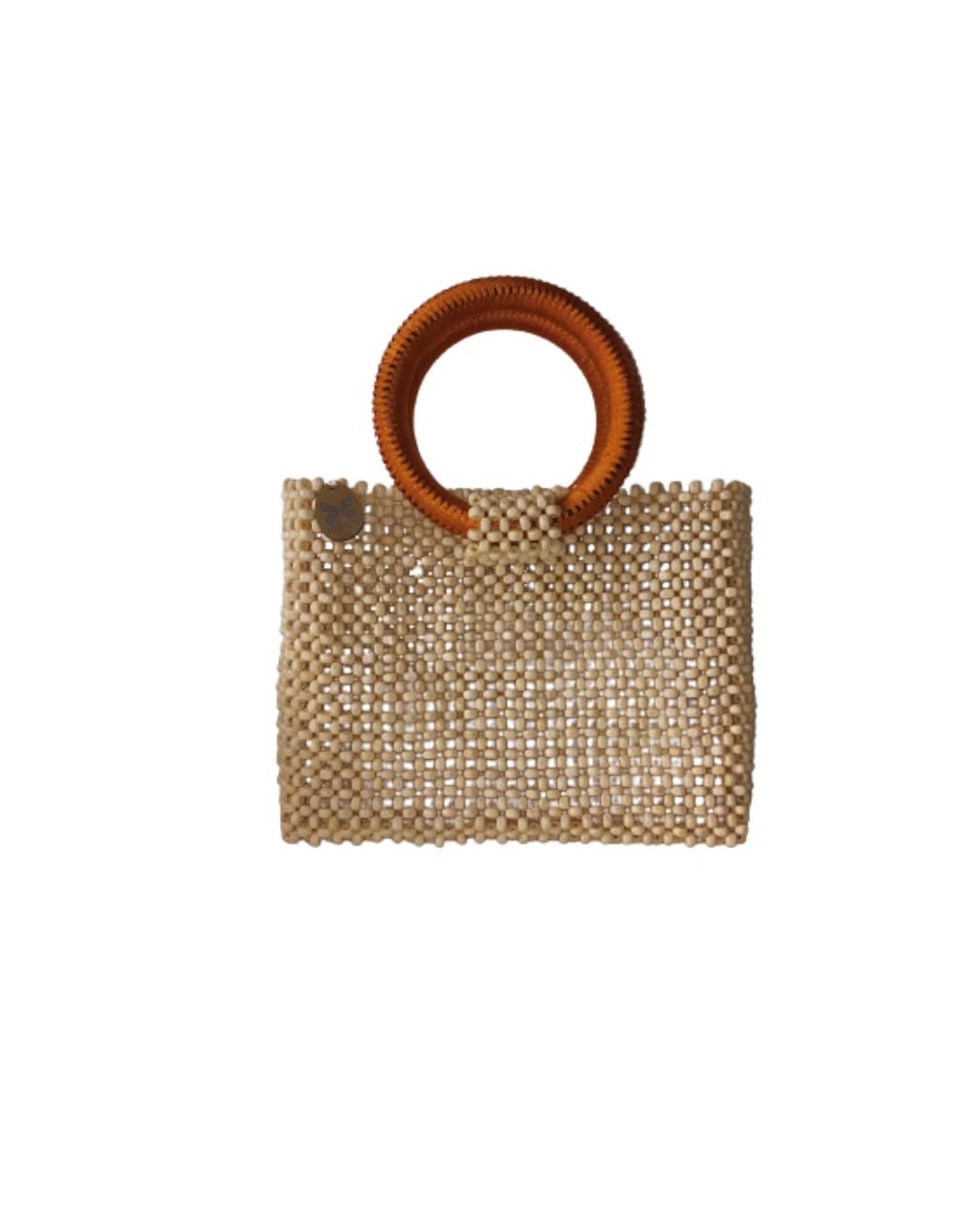 Bolso de cuentas de madera con hilos de aluminio