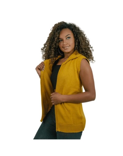 Chaleco Tejido con Cremallera Mujer | Chaleco Algodón Artesanal | Tejidos Alcor