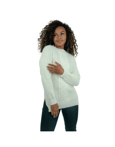 Buzo Tejido Mujer con Trenza | Suéter Artesanal en Algodón | Tejidos Alcor