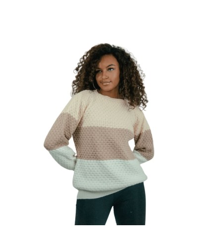 Buzo Tejido Mujer Bloques de Color | Suéter Color Block en Algodón | Tejidos Alcor