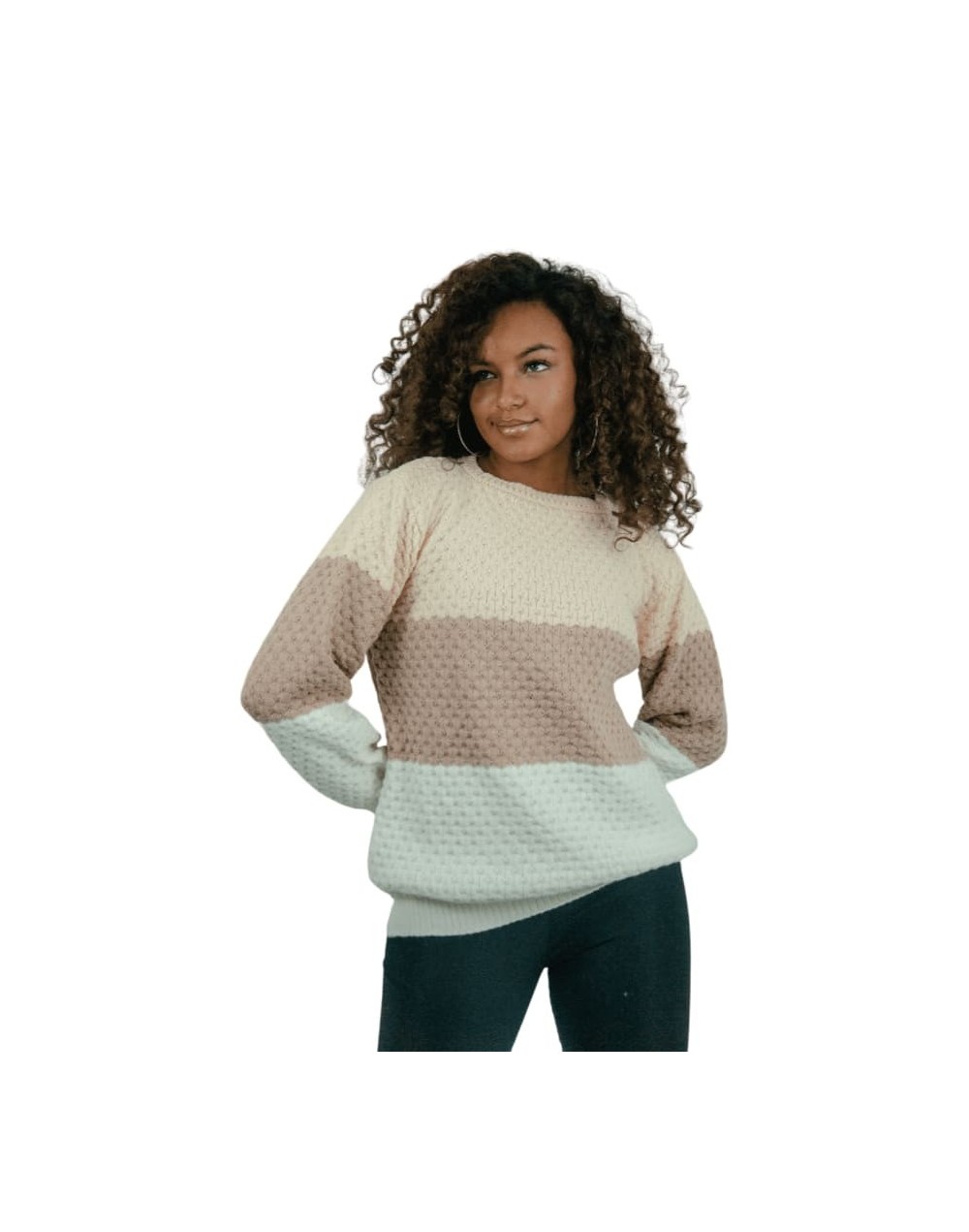 Buzo Tejido Mujer Bloques de Color | Suéter Color Block en Algodón | Tejidos Alcor