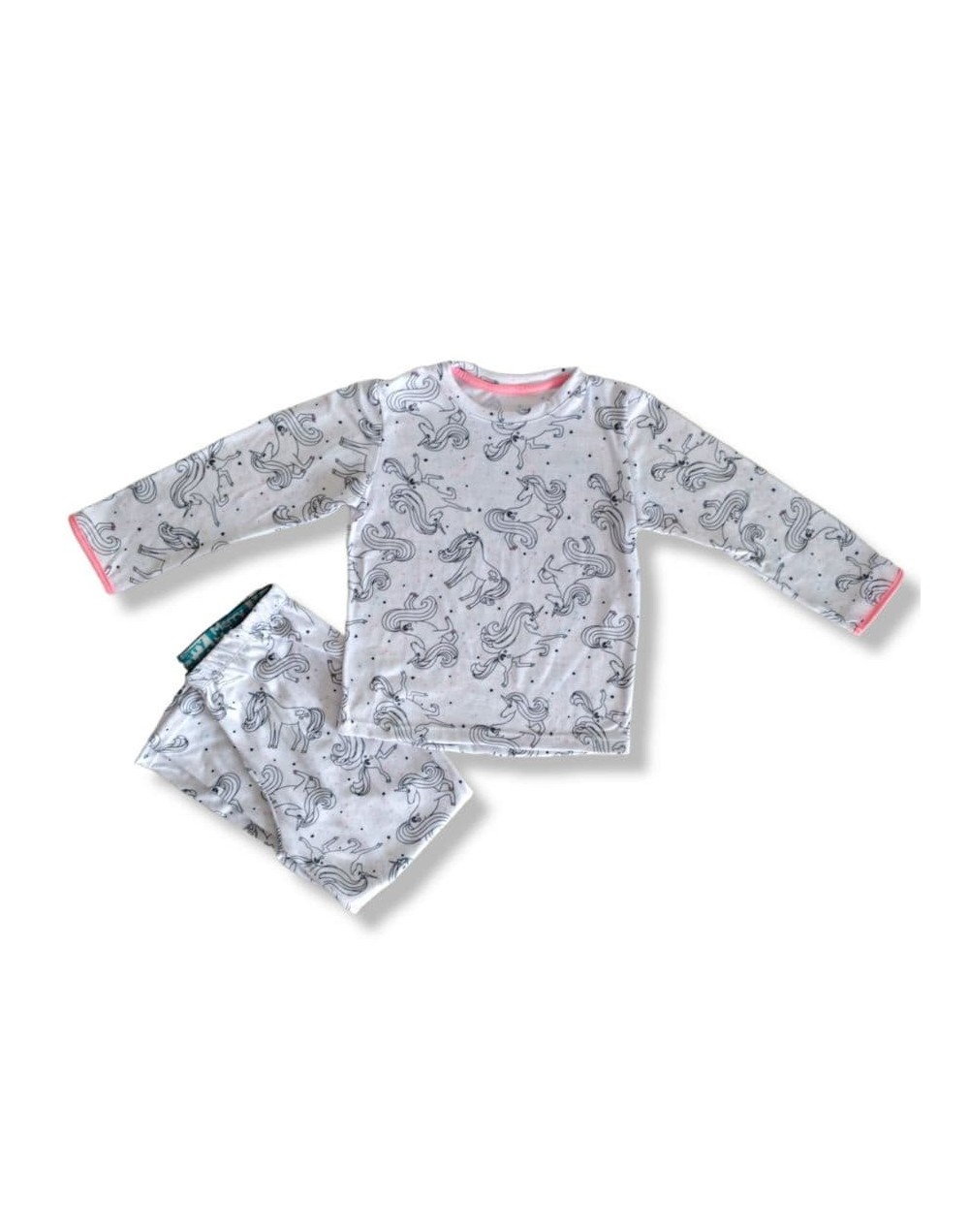 Pijama coloreable doble faz niña unicornios blanco