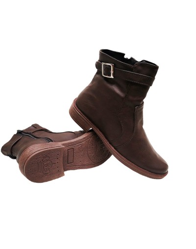 Botines cafés planos para mujer