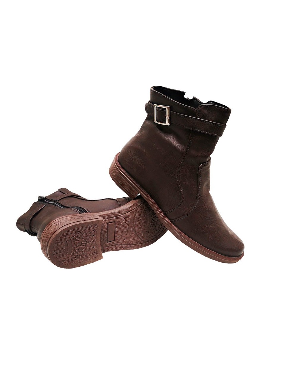Botines cafés planos para mujer