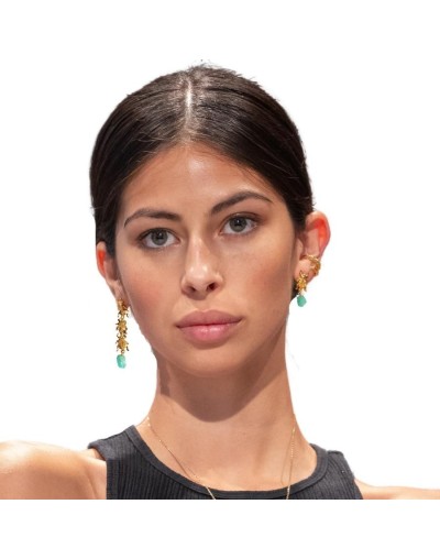 Aretes dorados escarabajo titán esmeraldas