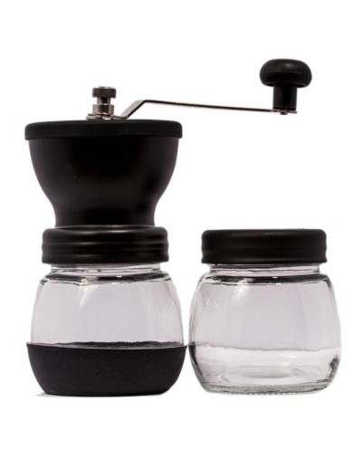 Molino manual con vaso de vidrio