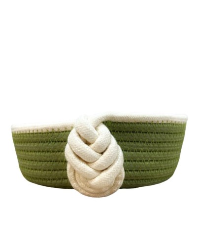 Cesta organizadora redonda con nudo decorativo