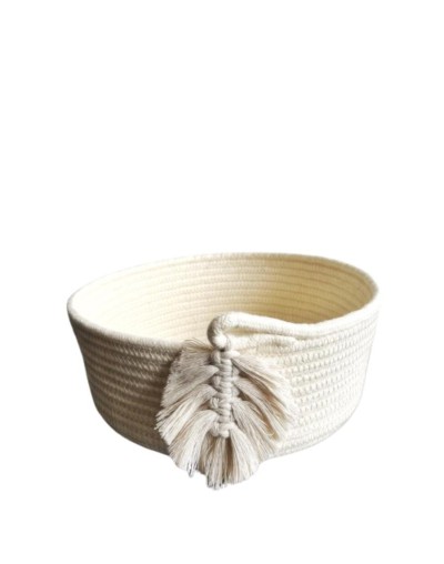 Cesta frutero redonda con adorno de hoja