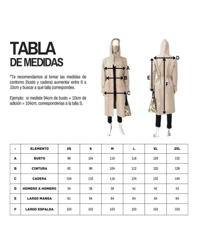Gabán antifluido champaña