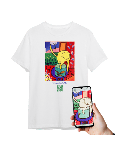 Camiseta Gato con peces Realidad Aumentada