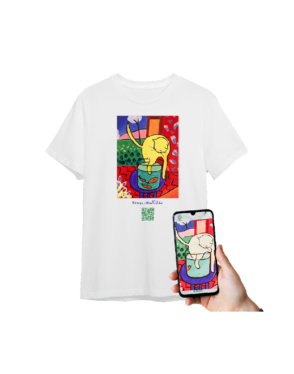 Camiseta Gato con peces Realidad Aumentada