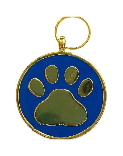 Placa de identificación circular con huella