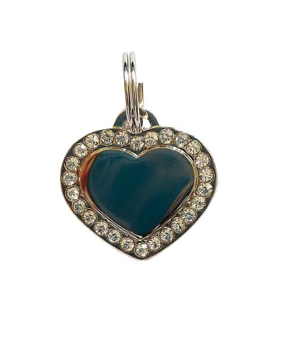 Placa de identificación corazón dorado y plateado