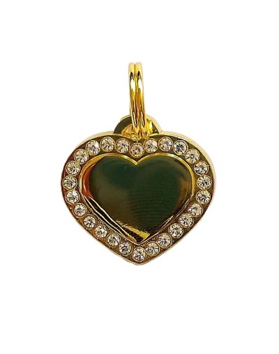 Placa de identificación corazón dorado y plateado