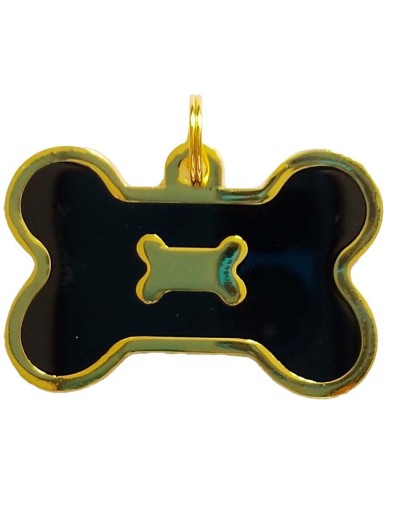 Placa de identificación hueso plateado y dorado