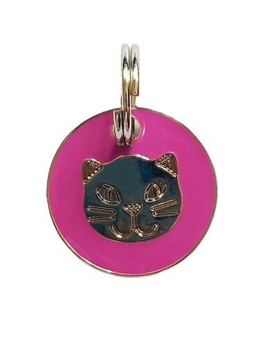 Placa de identificación redonda carita de gato