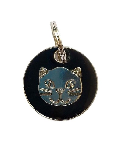 Placa de identificación redonda carita de gato