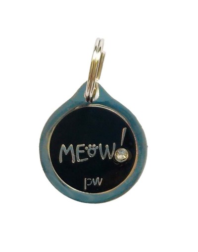 Placa de identificación circular meow y woof