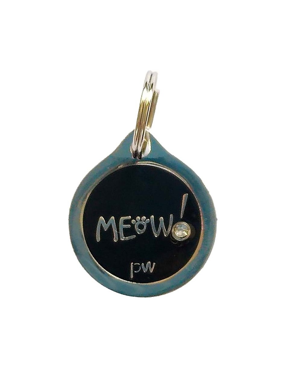 Placa de identificación circular meow y woof