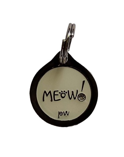Placa de identificación circular meow y woof