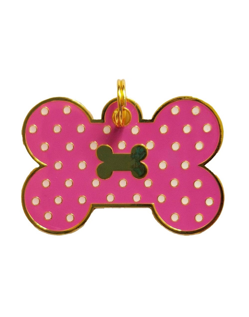 Placa de identificación hueso rosado con puntos l